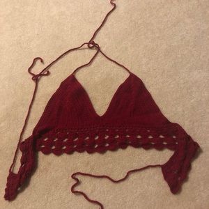 Red crotchet top